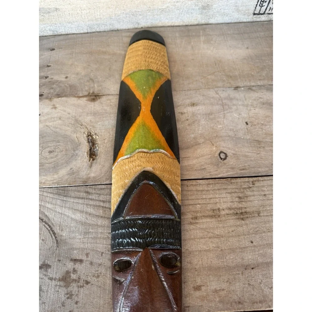 Vintage Wooden Hand Carved &‎ Painted Jamaican Mask, Wall Hanging